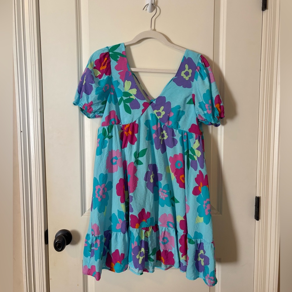 Blue Floral Mini Dress
